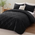 thumbnail image 3 of Exclusivo Mezcla Ultrasonic Full Queen Quilt Set, 3-Piece Lightweight Bedspreads Modern Striped Coverlet, Black, 3 of 7