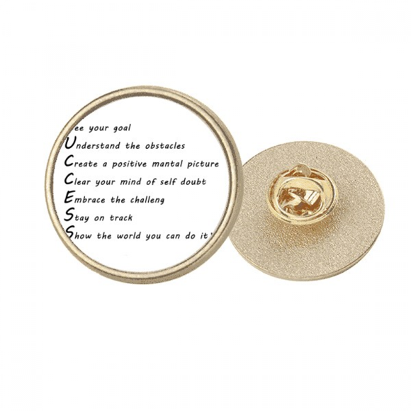 Embrace Challenges Do It Quote Round Metal Golden Pin Brooch Clip
