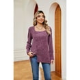 thumbnail image 2 of XCHQRTI Women's Square Neck Blouse Pit Strip Long Sleeve Shirts Ruffled Sleeves with Buttons Ladies Fall Tops, 2 of 9