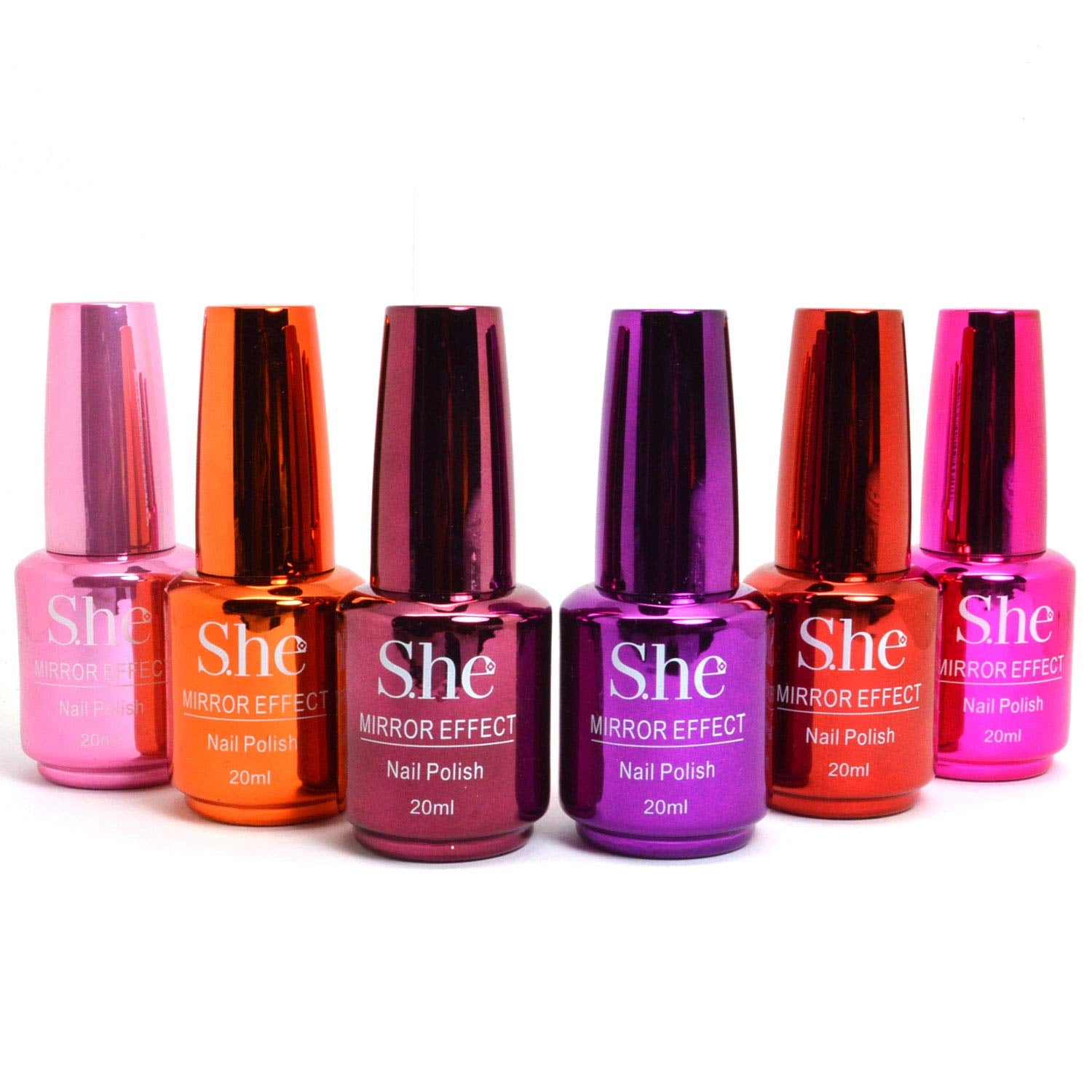 S.HE Metallic Nail Polish Magic Mirror Effect 6 Pc * BEAUTY TALK LA