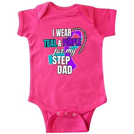 

Inktastic Suicide Prevention I Wear Teal and Purple for My Step Dad Gift Baby Boy or Baby Girl Bodysuit