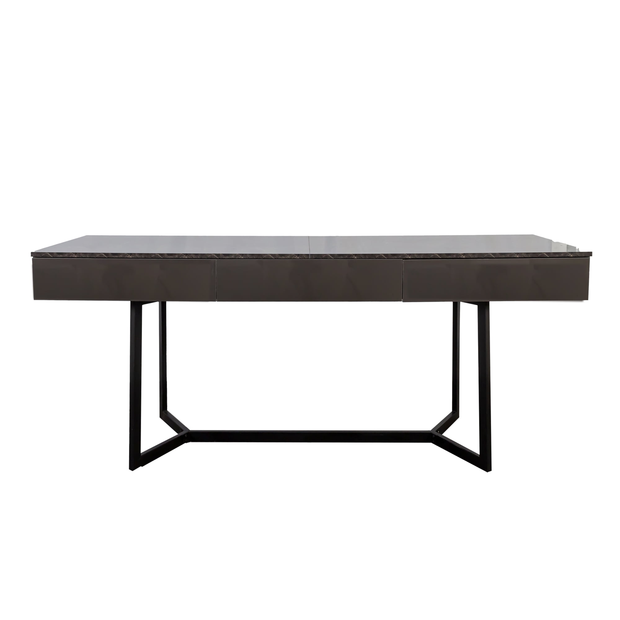 GAKMCIL Executive Computer Desk with 3 Drawers and Y-Shaped Metal Legs - Spacious Work Surface for Home Office, Executive Use & Study Rooms, Durable Black Design (70.86"L x 23.62"W x 29.53"H) (Black)
