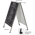 thumbnail image 2 of M&T Displays Stainless Steel Chalk A Board 22x28 Inch Double Sided Silver Sandwich Board Folding A-Frame Sidewalk Curb Sign Portable Advertisement Display for Restaurant Cafe, 2 of 6