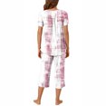 thumbnail image 4 of Tnhcen 2-Piece Women's Print Summer Pajama Set Comfy Short Sleeve Capri Pants with Pockets Homewear S-3XL, 4 of 6