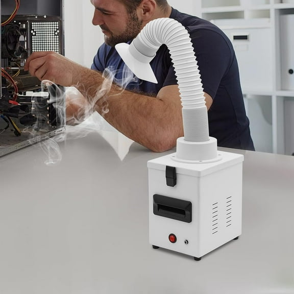 100-240V Solder Fume Extractor,Adjustable Speed Compact Benchtop Smoke Absorber with 360° Rotating Air Duct, for Soldering/Nail Salon/Workshops, 95% Filtration & 300m³/h Flow Rate 50W
