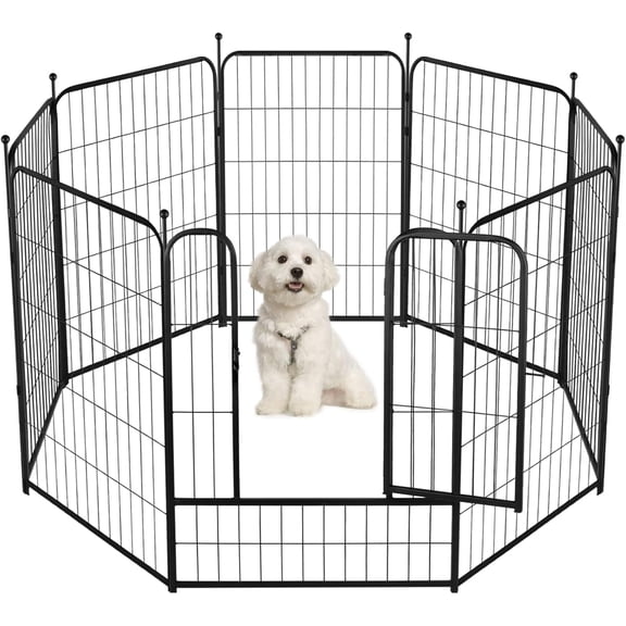 Dog Playpen 32 Inch Ideal Dog Fence for Small and Medium Dogs Indoor and Outdoor Bliss, Camping Yard RV Garden Fence, Black, 32in, 8 Panels