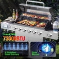 thumbnail image 4 of Biotree 6 Burner Propane Gas Grill with Side Burner & Griddle,73000 BTU Stainless Steel BBQ Grill Combo with Two Porcelain-Enameled Cast Iron Grates for Backyard Patio Outdoor Cooking, 4 of 11