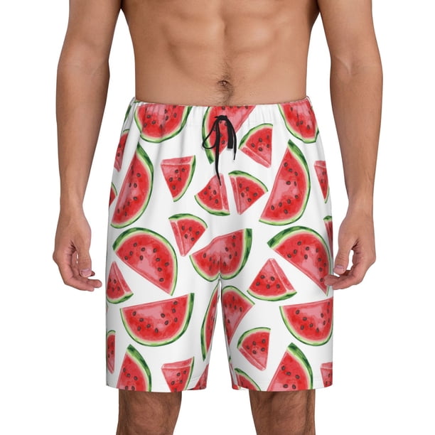Fotbe Hand Drawn Watermelon Pantalones Cortos de Pijama para Hombre, Ropa de Dormir, Pantalones de Pijama Cortos para Hombre-XX-Large