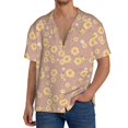 thumbnail image 3 of Xecao offers the Cute Bee for Men's Casual Short-sleeved Shirt, a button-up collared shirt with a pocket, perfect for beach vacations and yacht travel in the Medium size., 3 of 7