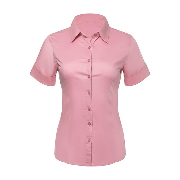 Pier 17 Button Down Shirts for Women, Fitted Short Sleeve Tailored