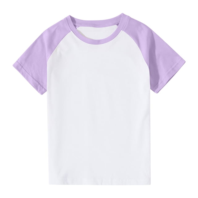 hengsof T-Shirt de Baseball pour Bébé 3-14 Ans Garçons Filles Raglan T-Shirt Blouse Courte Décontractée Col Rond