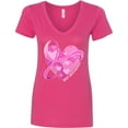 thumbnail image 3 of Inktastic Breast Cancer Awareness Pink Ribbon Around Heart Women's V-Neck T-Shirt, 3 of 5