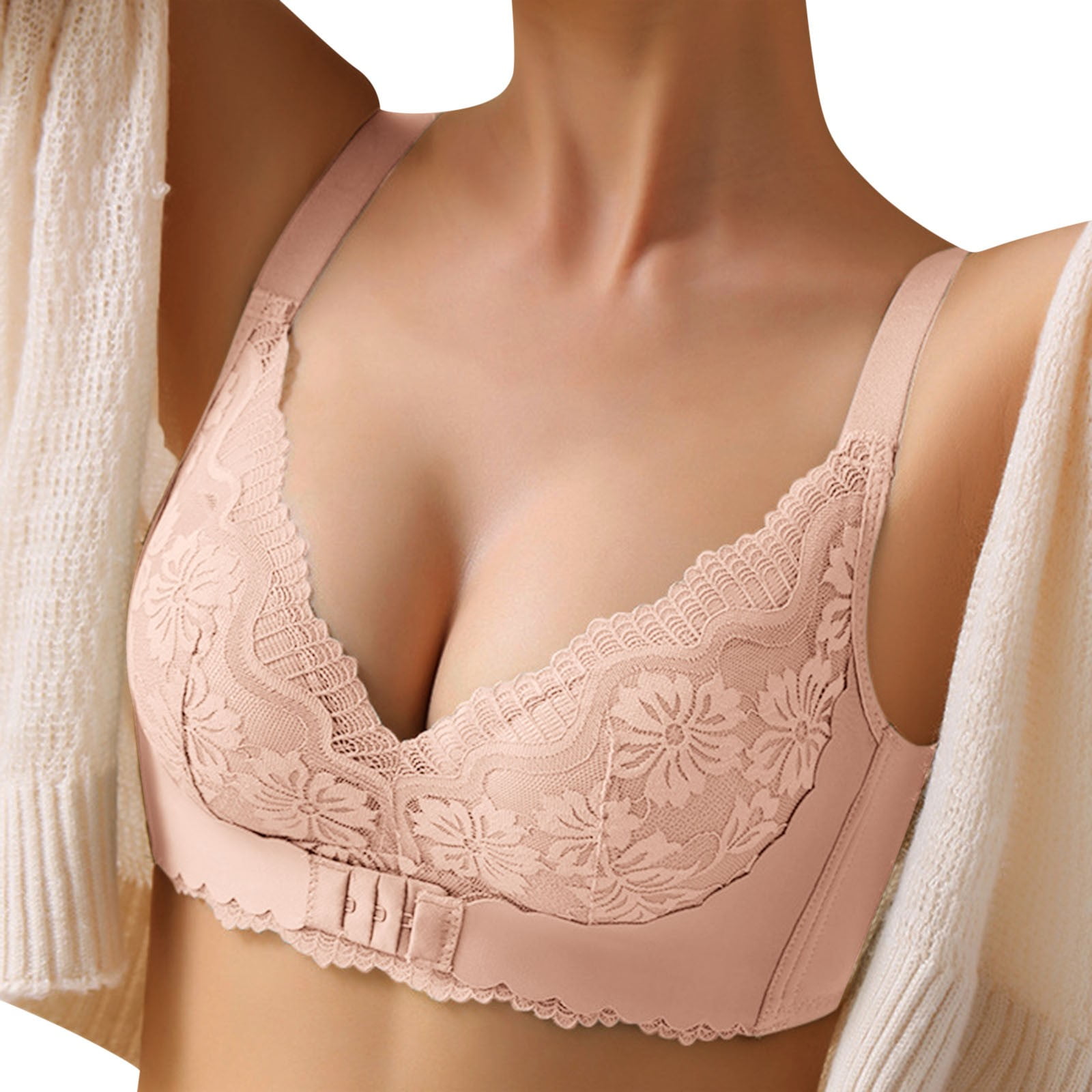 Bra Ring Breathable Size Women Plus Comfort Front Underwear Steel Full  Button Gathers Cup No Bra Womens Sports Bras, Beige, Medium : :  Clothing, Shoes & Accessories