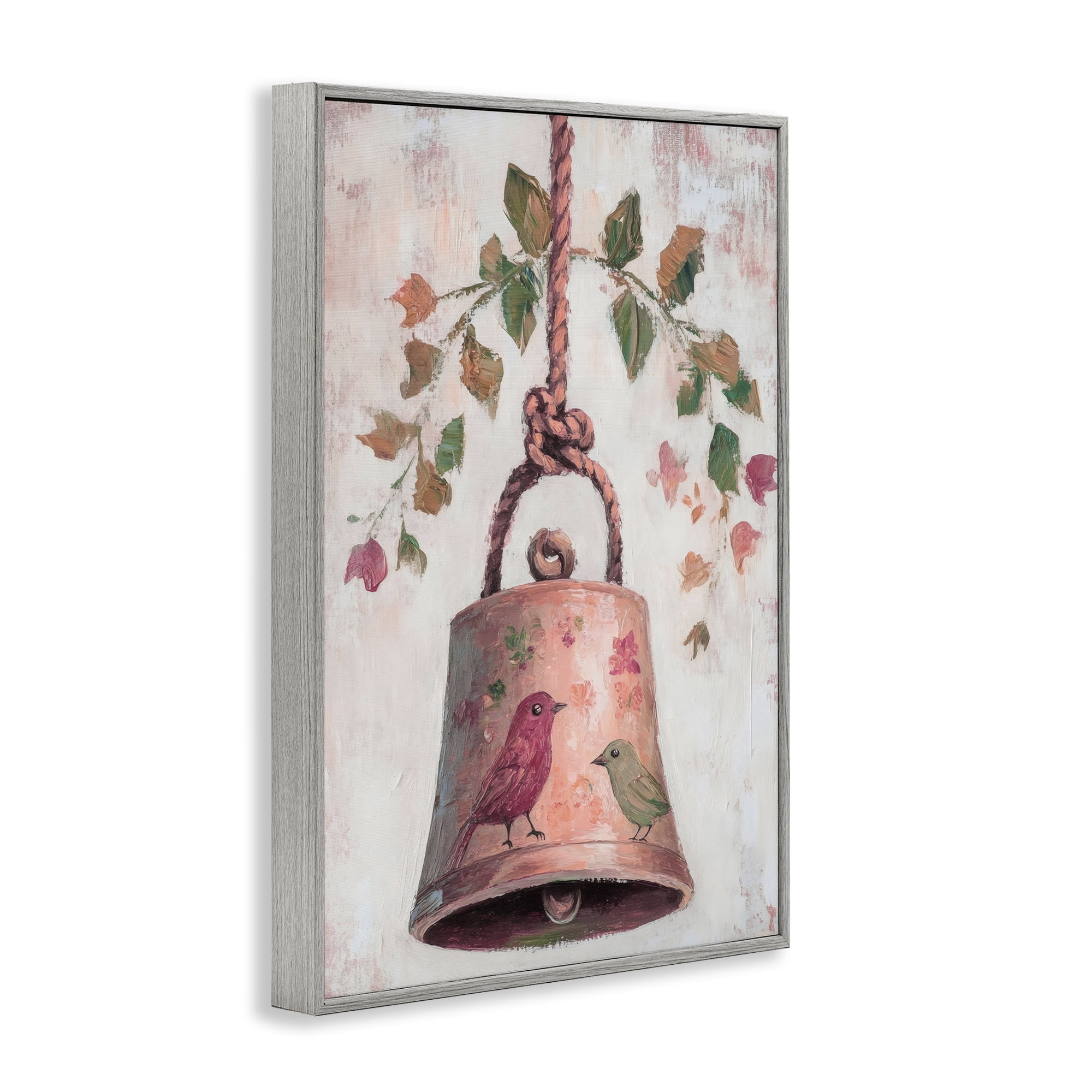 Vintage Christmas Bell Gray Framed Giclee Art, design by Petal Prints Design