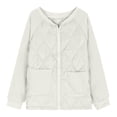 thumbnail image 4 of IROINNID Women's Leisure Short Coat Round Neckline Solid Color Zip Up Long Sleeve Outwear, Beige, 4 of 8