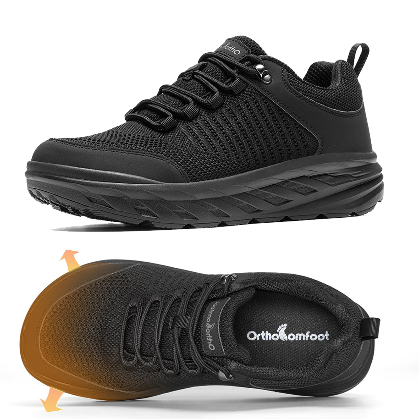 OrthoComfoot Men's Orthopedic Comfortable Diabetic Wide Shoes: Wide Toe Box Arch Support Plantar Fasciitis Sports Sneakers,Fashion Casual Hammer Toes Shoes for Foot and Heel Pain Relief