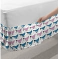 thumbnail image 2 of Whale Bed Skirt, Sea Animals Pattern with Smiling Fish Swimming Happily Doodle Style Art, Elastic Bedskirt Dust Ruffle Wrap Around for Bedding Decor, 4 Sizes, Blue Lilac and White, by Ambesonne, 2 of 2