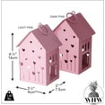 thumbnail image 4 of 2 Piece Pink Town House Tea Light Candle Lanterns,  Hearts Pattern, 2 Count, 4 of 6