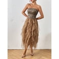thumbnail image 5 of Women's Solid Color Mesh Panel Strapless Maxi Dress, 5 of 10