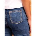 thumbnail image 3 of Women's High Rise Button Fly Flared Jeans, Embellished Pockets, Split Hem Detail, Blue Denim (US, Alpha, X-Large, Regular, Regular, Blue), 3 of 5