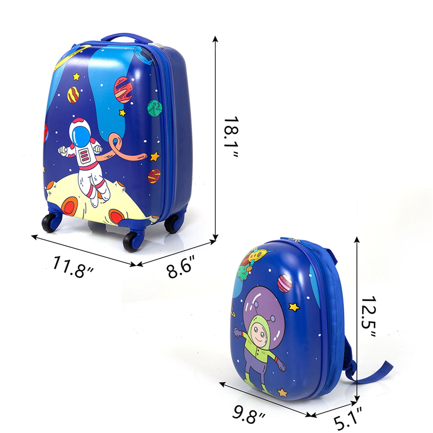 Kadyn 2Pc Luggage & Backpack Set, Kids Suitcase with 4 Spinner Wheels, Blue Kids Luggage Set Suitcase Backpack School Travel Trolley Kadyn 2Pc Luggage & Backpack Set, Kids Suitcase with 4 Spinner Wheels, Blue Kids Luggage Set Suitcase Backpack School Travel Trolley