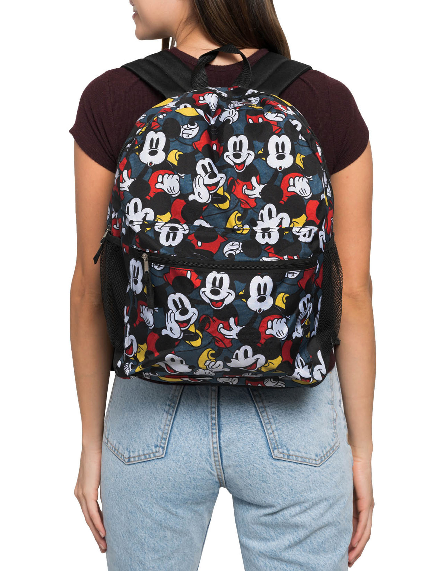 Disney Mickey Mouse Backpack 16" All-over Print Classic Front & Side Pockets - image 3 of 6