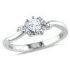 Miabella Women's 1/3 Carat T.G.W. Created White Sapphire and Diamond Accent Crisscross Engagement Ring in Sterling Silver