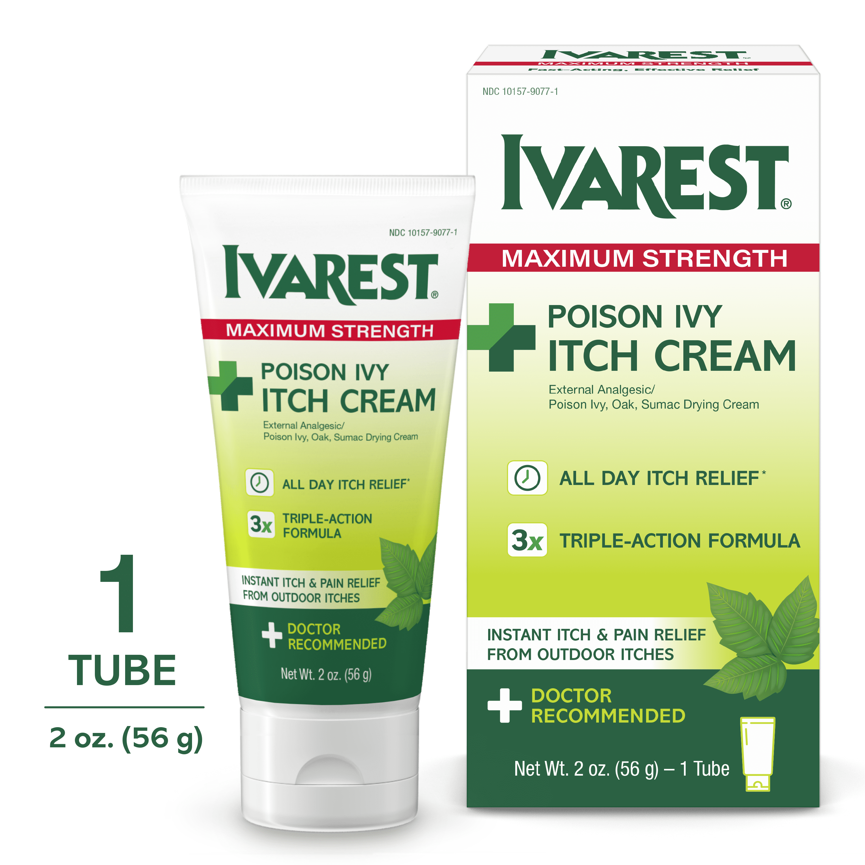 Ivarest Poison Ivy Medicated Cream, Max Strength Relief, Fast-Acting, Anti-Itch, 2oz Unscented