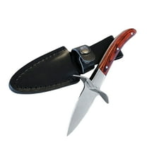 LEORX Oyster Shucker Stainless Steel Blade Wood Handle Kitchen Tool Brown