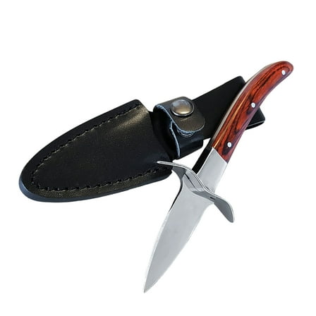 LEORX Oyster Shucker Stainless Steel Blade Wood Handle for Kitchen Use Brown
