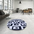 thumbnail image 4 of Ahgly Company Machine Washable Indoor Round Transitional Dark Slate Blue Area Rugs, 4' Round, 4 of 7