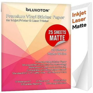 Premium Printable Vinyl Sticker Paper - 25 Matte Sheets of Waterproof White Decal  Paper - Perfect for Your Inkjet Or Laser Printer and Compatible with Cricut  Cutting Machines 