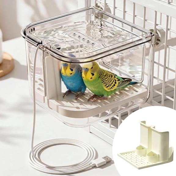 Automatic Bird Bath, Parrot Shower Indoor Parrot Bath Cage Accessories with Circulation Pump with Circulating Water for Small Birds Lizard Reptiles