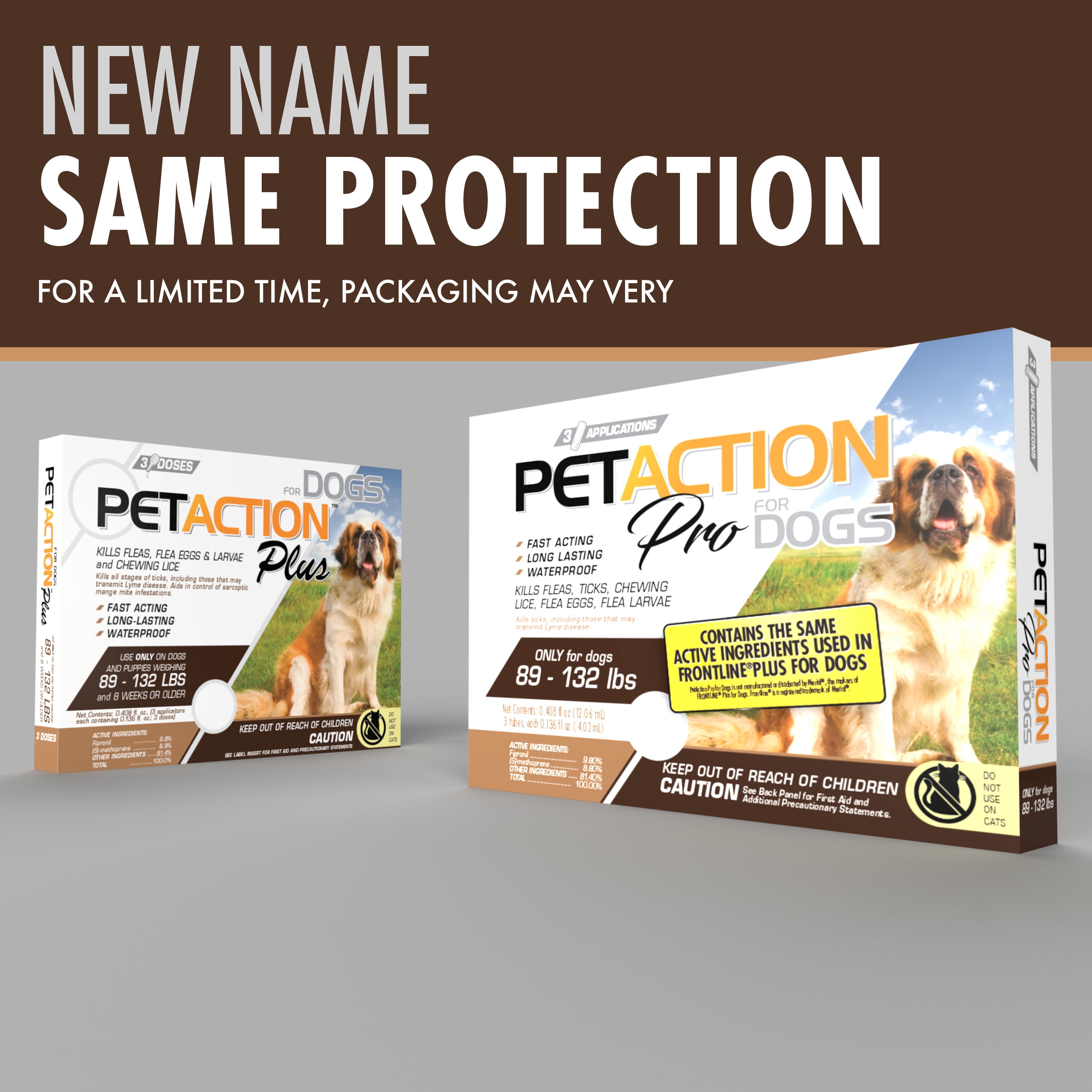 PETACTION PRO Flea & Tick Topical Treatment for Dogs, 89-132 lbs, 6 Count
