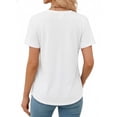 thumbnail image 3 of MOYIKO Women V Neck T-shirt for Women Pleats Short Sleeve Tunic Top White Casual Plain Summer Blouse Tee S, 3 of 7