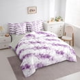 thumbnail image 3 of Homewish Purple Marble 7pcs Bedding Comforter Set For Kids Teens Adults,Abstract Gradient Queen Bedding Sets Super Cozy,Marbling Watercolor Queen Sheet Sets,Microfiber Bedroom Decor,Reversible, 3 of 8