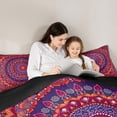 thumbnail image 5 of Manfei Bohemian Mandala Queen Comforter Set 3 Pieces for Girls Women, Hippie Floral Flower Bedding Sets, Red Purple Bedding Comforter Set, Luxury Bedroom Decor, 5 of 8