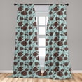 thumbnail image 5 of Ambesonne Floral Curtains, Flower Ornaments Retro, Pair of 28"x63", Pale Blue Brown, 5 of 5