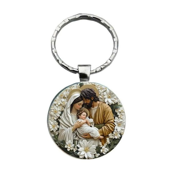 Religious Keychain for Women Men, Inspirational Christian Gifts, Baptism Confirmation Christmas Present, Stainless Steel Cross Key Ring Pendant for Bible Bag Zipper
