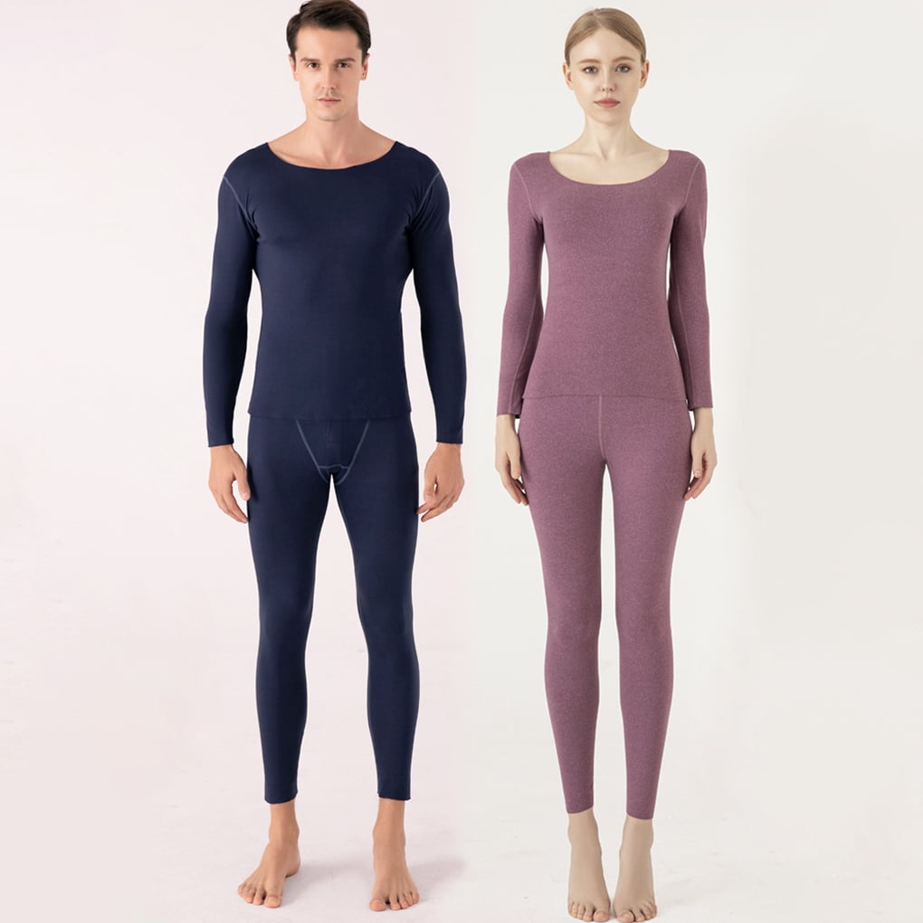 Women Underwear Set Solid Color Lady Thermal Long Johns Cold Weather Baselayer Full Sleeve Clothing Comfortable Sleepwear Black Women