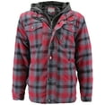 thumbnail image 1 of vkwear Men's Quilted Lined Cotton Plaid Flannel Layered Hoodie Jacket (Red, XL), 1 of 3