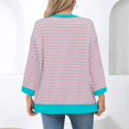 thumbnail image 4 of hxobax Striped Oversized Sweatshirt for Women Fall Colorblock Crewneck Pullover Tops Quilted Sweater, 4 of 6