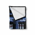 thumbnail image 2 of Bowling Party Soft Flannel Fleece Throw Blanket, Symmetrical Bowling Pins on an Empty Alley Hobby Fun Challenge Theme, Cozy Plush for Indoor and Outdoor Use, 70" x 90", Blue White Red, by Ambesonne, 2 of 6