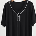 thumbnail image 5 of Miluxas Men's Modal Short Sleeve Nightshirt, V-Neck Button Detail Sleep Shirt, Ultra-Soft Loungewear Nightgown with Side Slits for Men Black L(L), 5 of 5