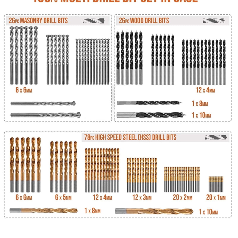 99/130 Pieces HSS Metal Drill Bits Set for Drilling in Metal Plastic Wood Modern DIY Necessary Tools High Hardness