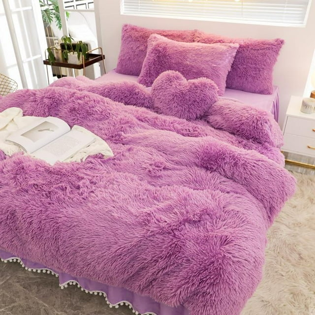 Ensemble de Literie en Molleton Chaud et Pelucheux de Luxe, Housse de Couette en Vison