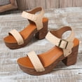 thumbnail image 4 of HWRETIE Women's Belt Buckle High Heel Sandals - Fish Mouth Open Toe Party Shoes With Thick Chunky Heel,Summer Evening Dress Sandals Beige/42, 4 of 6