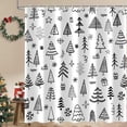 thumbnail image 4 of Black and White Christmas Shower Curtain for Bathroom, Winter Cute Xmas Tree Snowflake New Year Holiday Bathroom Curtain Decor, Polyester Waterproof Fabric Bath Curtains, 72x72 Inch, 4 of 6