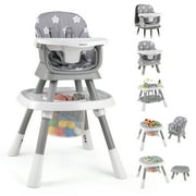 Gymax 16-in-1 Baby High Chair w/ Activity Center Booster Seat Building Block Table Gray