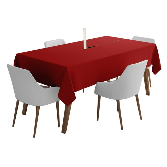 Vargottam Indoor/OutdoorTablecloth58" x 58" Inch Square Tablecloth with Umbrella Hole & Zipper, Waterproof Patio Table Cloths, Spring/Summer Table Covers for Backyard /BBQs -Red